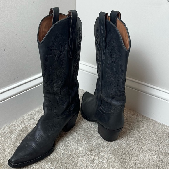 Jeffrey Campbell Anthropology Dagget Western Rodeo Black Leather Boho Chic Sz 10 - Picture 4 of 10